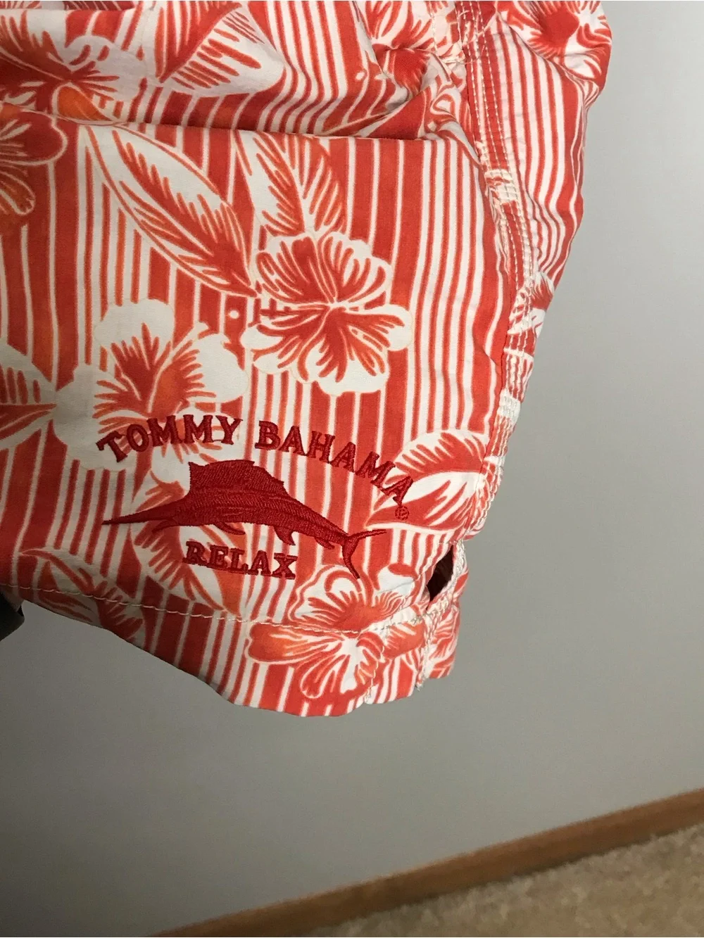 Tommy Bahama Orange and White Floral Swim Trunks Sz XL